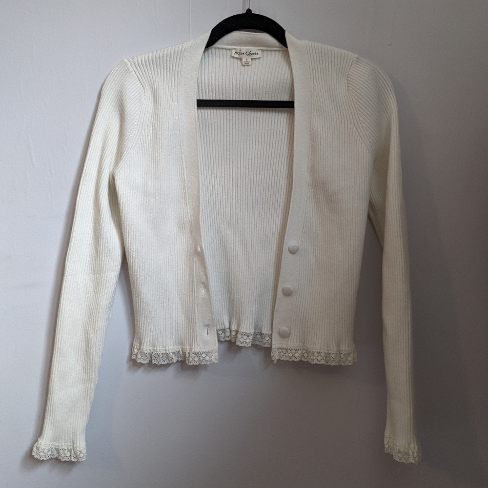 White cardigan with lace details